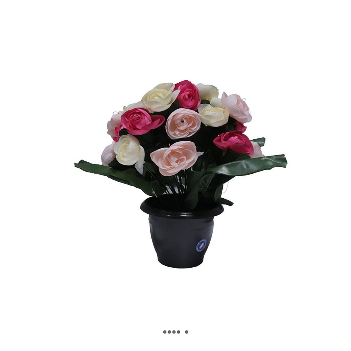 Artificielles - Fleurs artificielles cimetière pot de renoncules H 35 cm D 27 cm Rose soutenu - couleur: Rose soutenu - Imagen 1