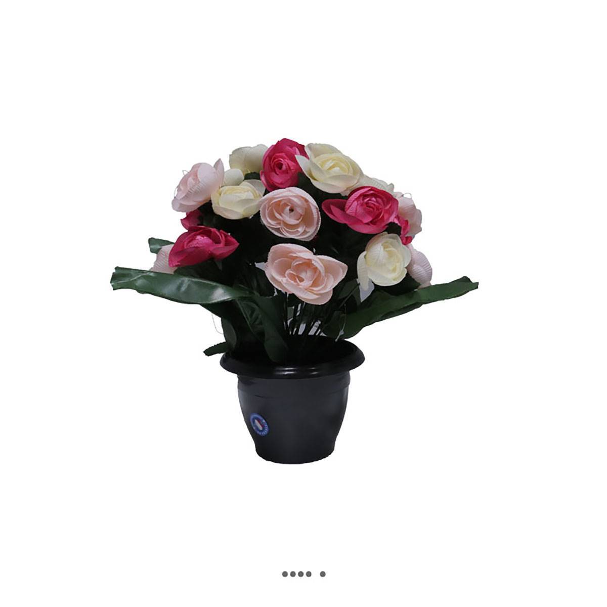 Artificielles - Fleurs artificielles cimetière pot de renoncules H 35 cm D 27 cm Rose soutenu - couleur: Rose soutenu - Imagen 2