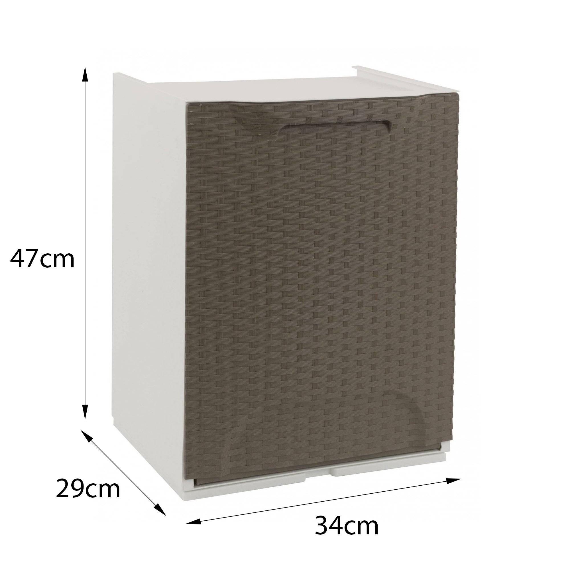 Dmora - Armoire d'extérieur Dbertagnol, Mobilier d'extérieur, Meuble de balcon polyvalent effet rotin, 100% Made in Italy, 34x29h47 cm, Taupe et Blanc - Dmora - Imagen 3