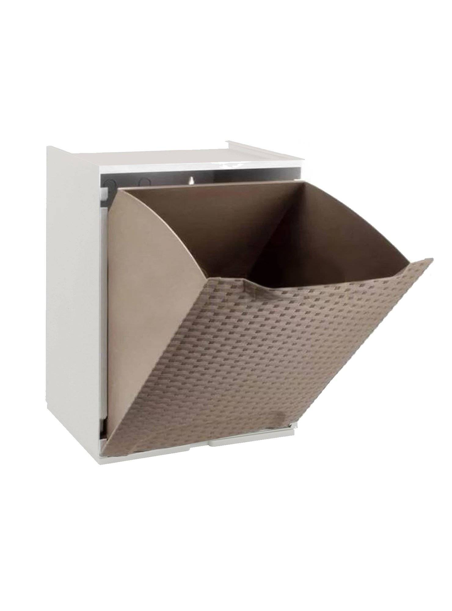 Dmora - Armoire d'extérieur Dbertagnol, Mobilier d'extérieur, Meuble de balcon polyvalent effet rotin, 100% Made in Italy, 34x29h47 cm, Taupe et Blanc - Dmora - Imagen 4