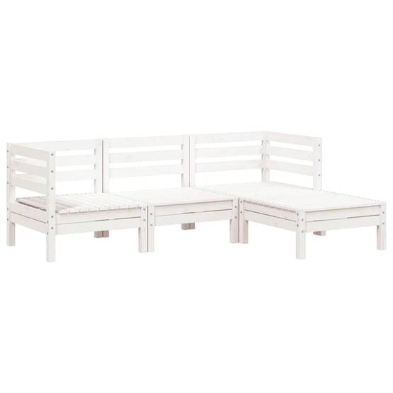 Canapé Extérieur 3 Places Bois Pin Massif Blanc avec Repose-Pieds Palette Design pour Terrasse Style Bord de Mer – ComfortXL Outdoor Living - Image 2