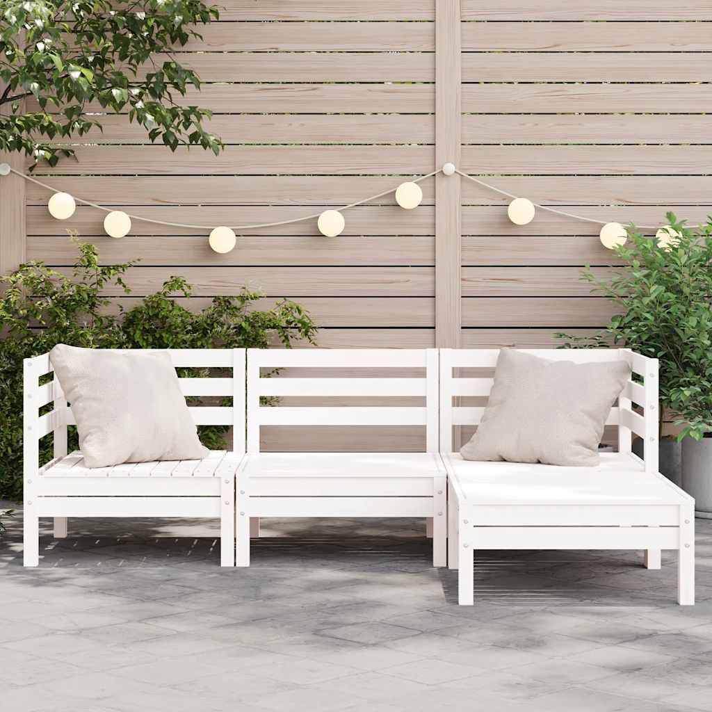 Canapé Extérieur 3 Places Bois Pin Massif Blanc avec Repose-Pieds Palette Design pour Terrasse Style Bord de Mer – ComfortXL Outdoor Living - Image 3