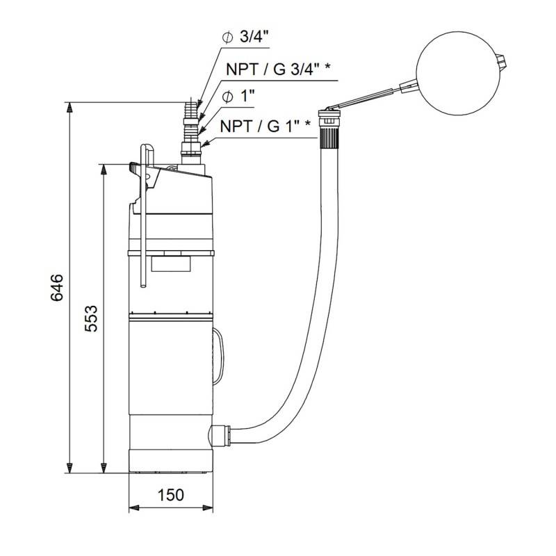 Pompe immergée 6" Grundfos SBA335AW 0,74 kW automatique jusqu'à 3 m3/h monophasé 220V - Image 4