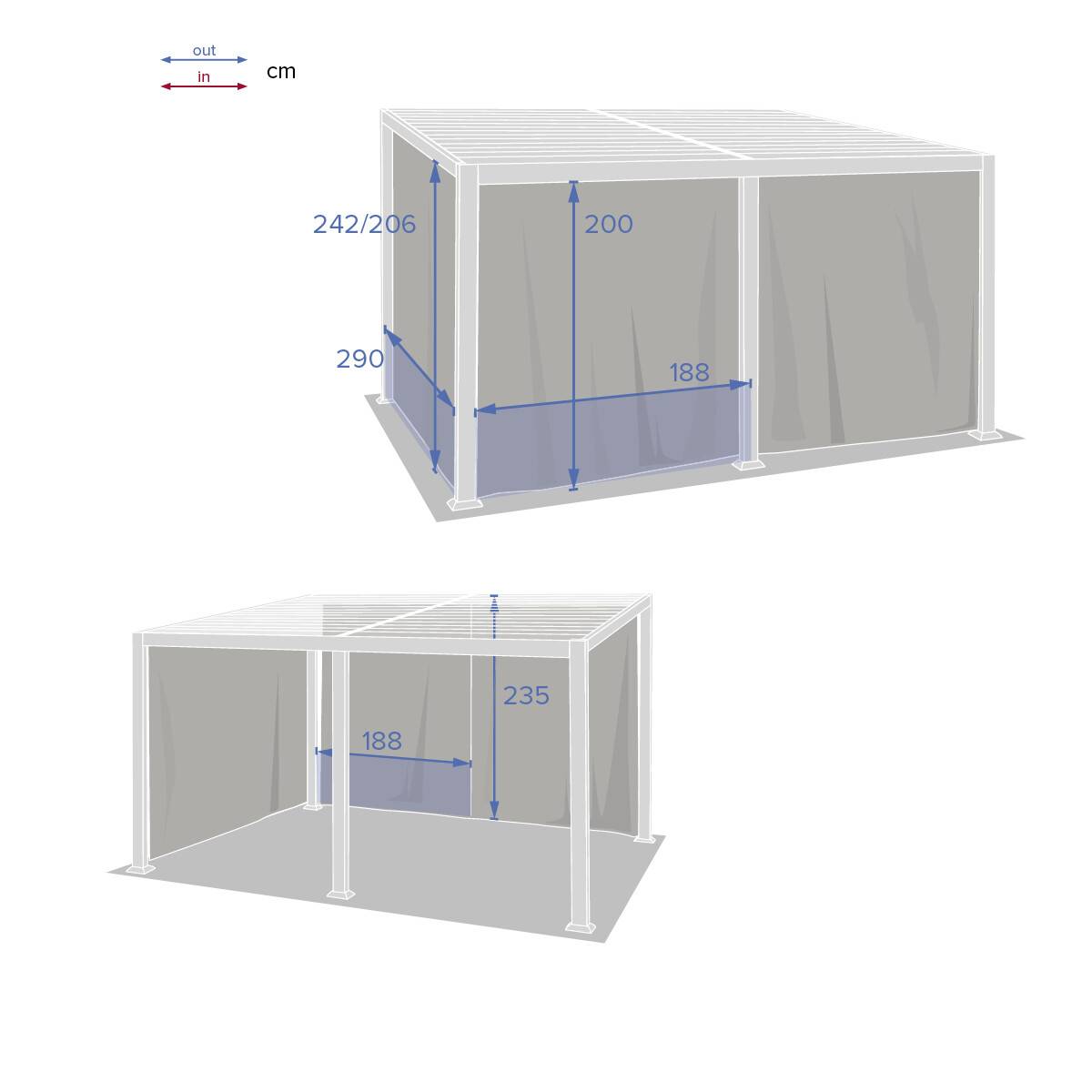 Hesperide - Rideaux pour pergola "Avila" ardoise 4x3m en polyester Hespéride - Image 5