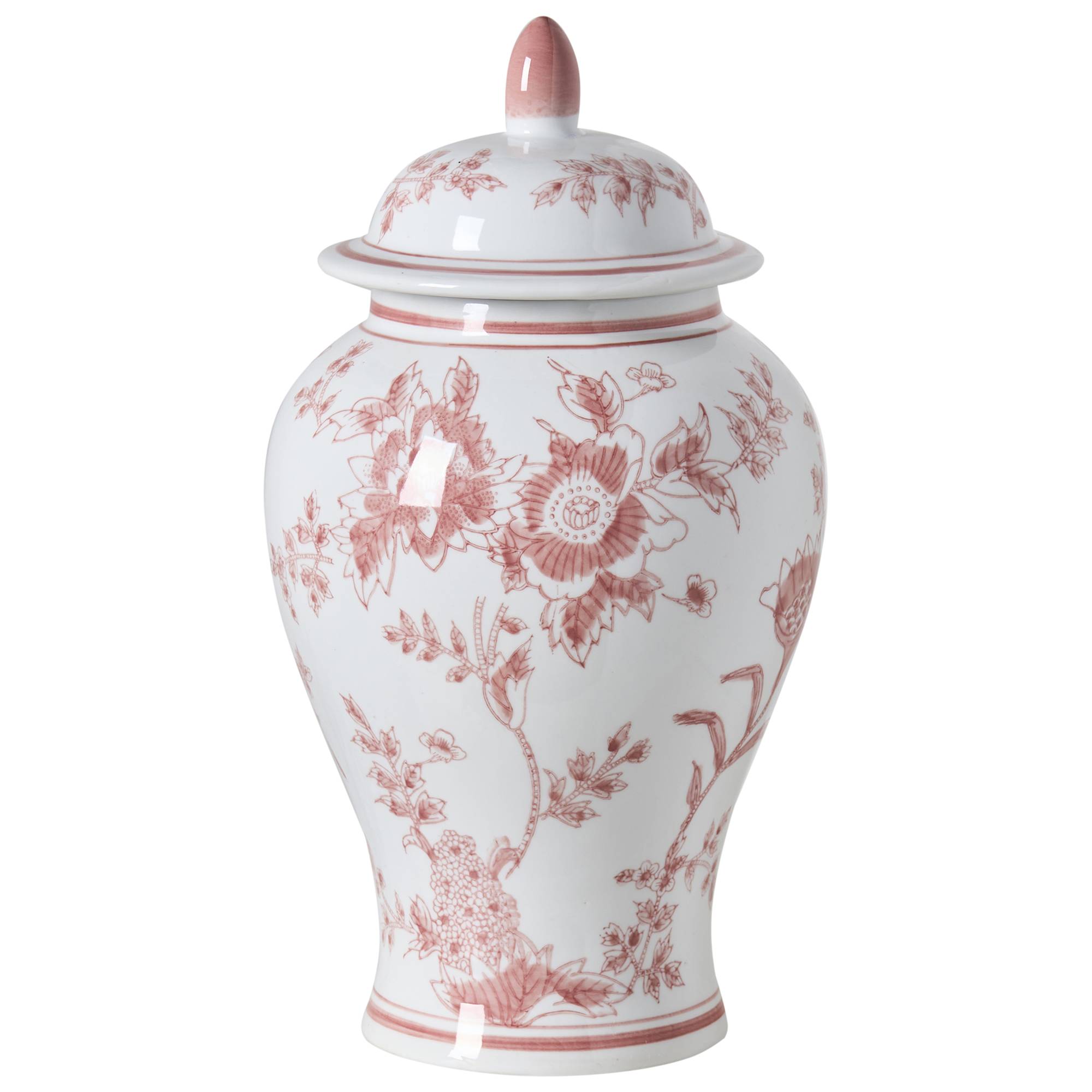 Beliani - Vase avec couvercle Porcelaine Rouge/blanc SEWILLA - 18x18x38- Beliani - Image 2