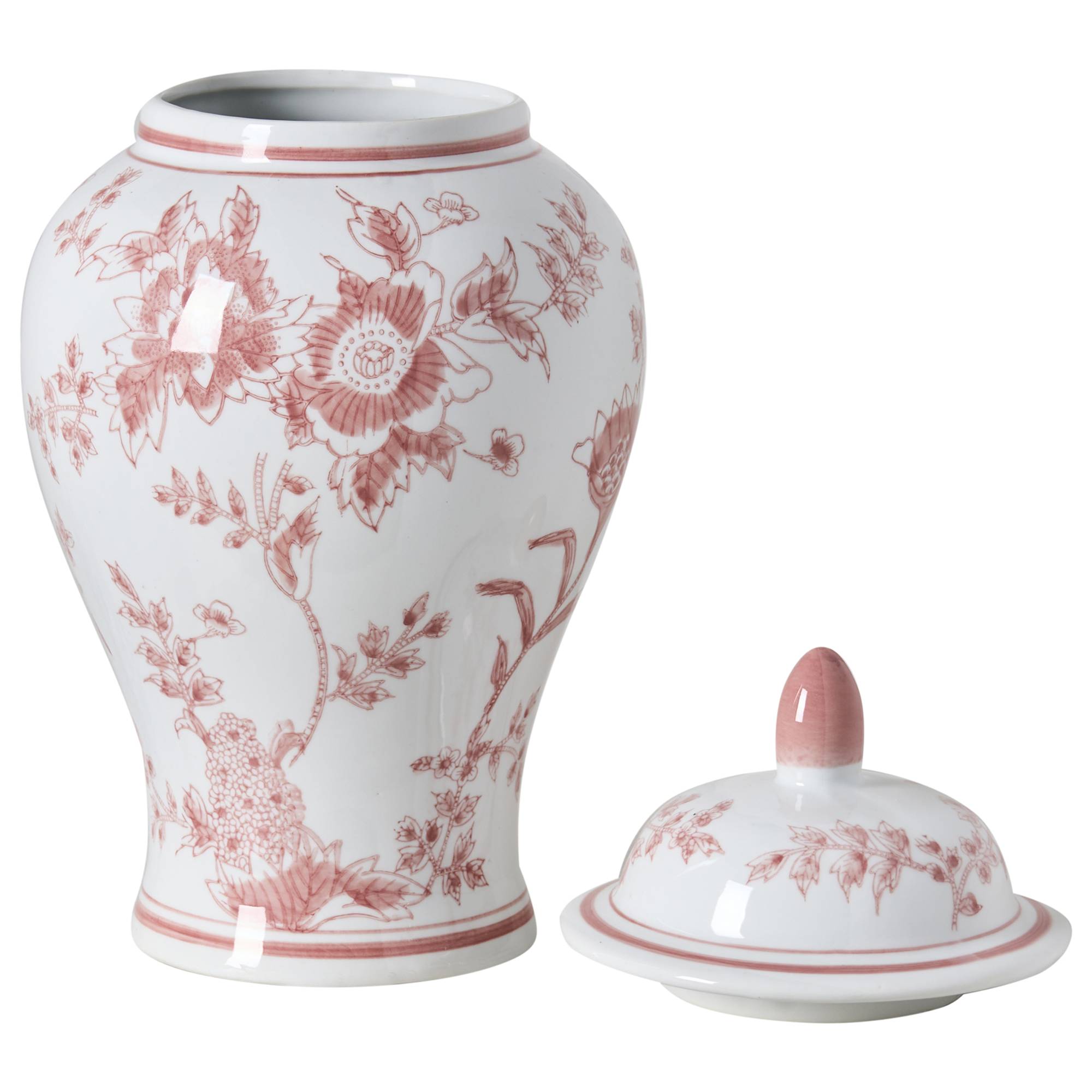 Beliani - Vase avec couvercle Porcelaine Rouge/blanc SEWILLA - 18x18x38- Beliani - Image 4