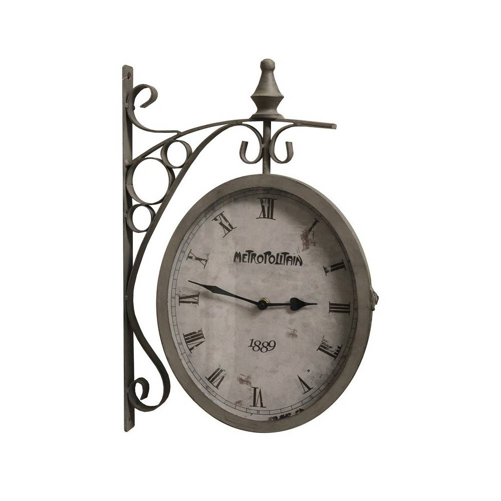 ~ Horloge murale décorative double face vintage métal marron 48 cm Chemin de campagne - Imagen 1