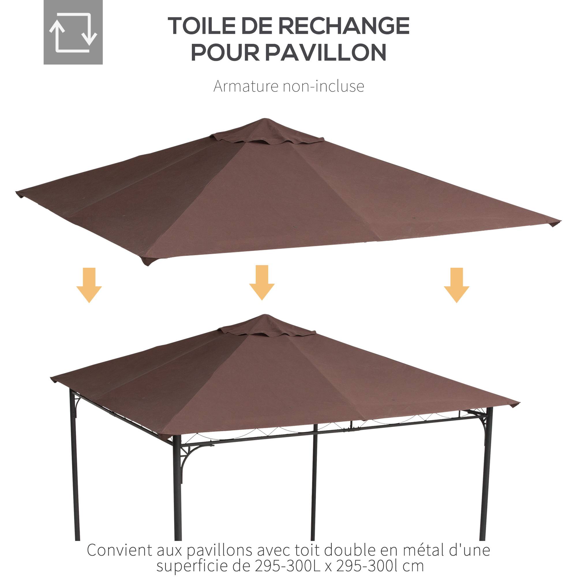 Outsunny - Toile de rechange pour pavillon tonnelle tente toit de remplacement 3x3m anti-UV haute densité 180g/m² tissu polyester café - Outsunny - Image 7