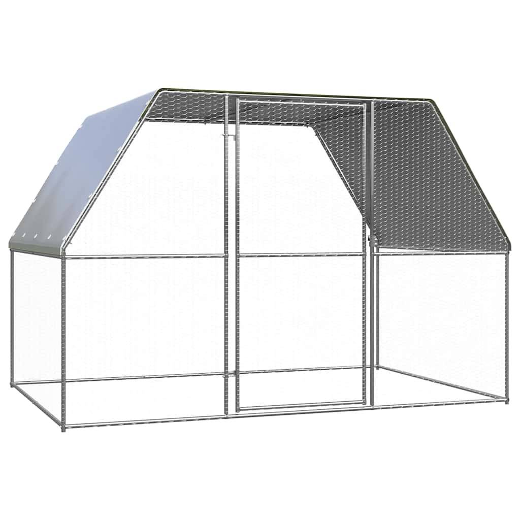 Poulailler enclos 3x2x2m acier galvanisé petits animaux jardin Argenté – ComfortXL Outdoor Living - Image 1