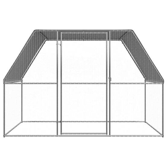 Poulailler enclos 3x2x2m acier galvanisé petits animaux jardin Argenté – ComfortXL Outdoor Living - Image 2
