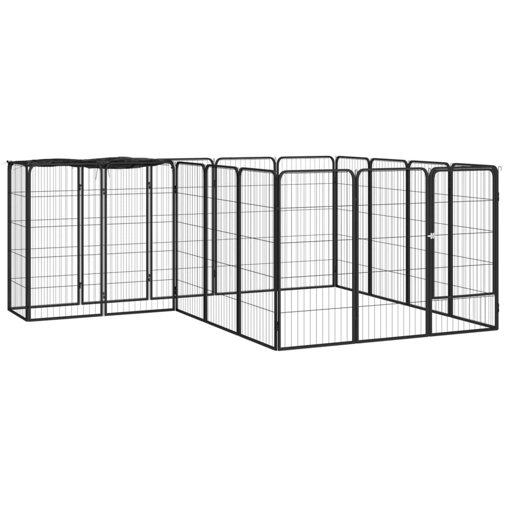 Vidaxl - Parc pour chien 18panneaux Noir 50x100cm Acier enduit de poudre vidaXL 3115950 - Imagen 1