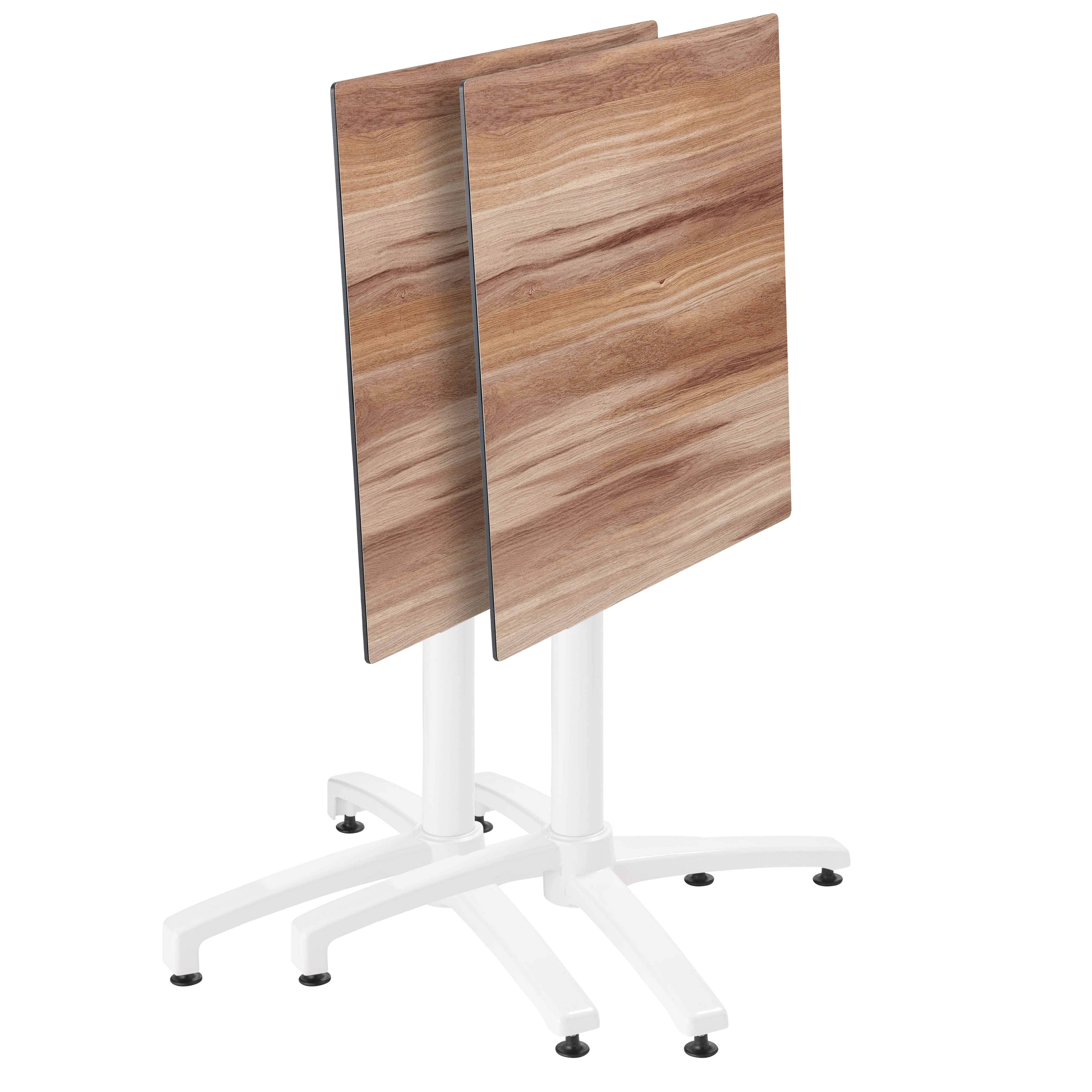 Oviala - Ensemble table terrasse stratifié chêne foncé et 2 fauteuils blanc - Oviala - Imagen 3
