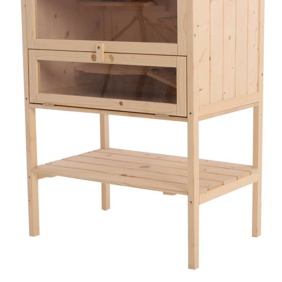 Cage hamsters en bois pour petits rongeurs multi-niveaux 60x40x120cm beige - ComfortXL Outdoor Living - Image 8