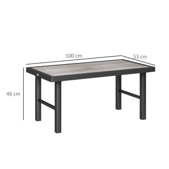 Table basse de jardin métal et SPC noir 100 x 52 x 46 cm - PANGIVO - Image 5