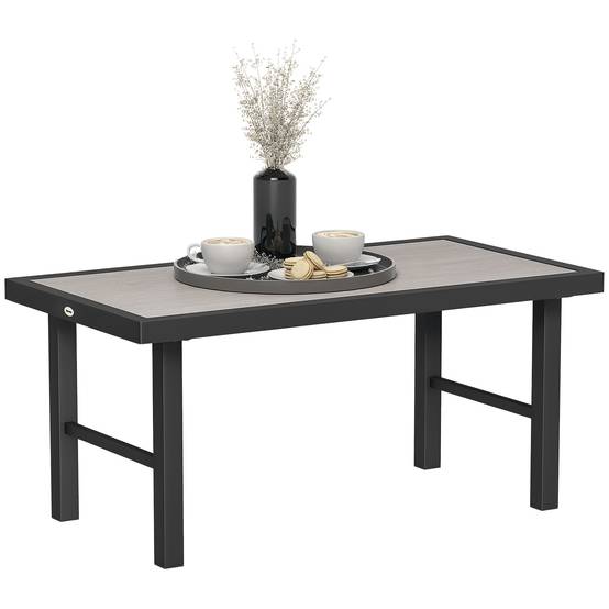 Table basse de jardin métal et SPC noir 100 x 52 x 46 cm - PANGIVO - Image 1
