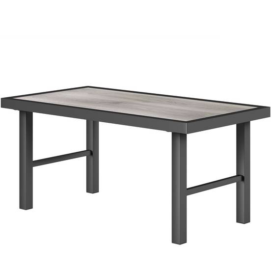 Table basse de jardin métal et SPC noir 100 x 52 x 46 cm - PANGIVO - Image 2