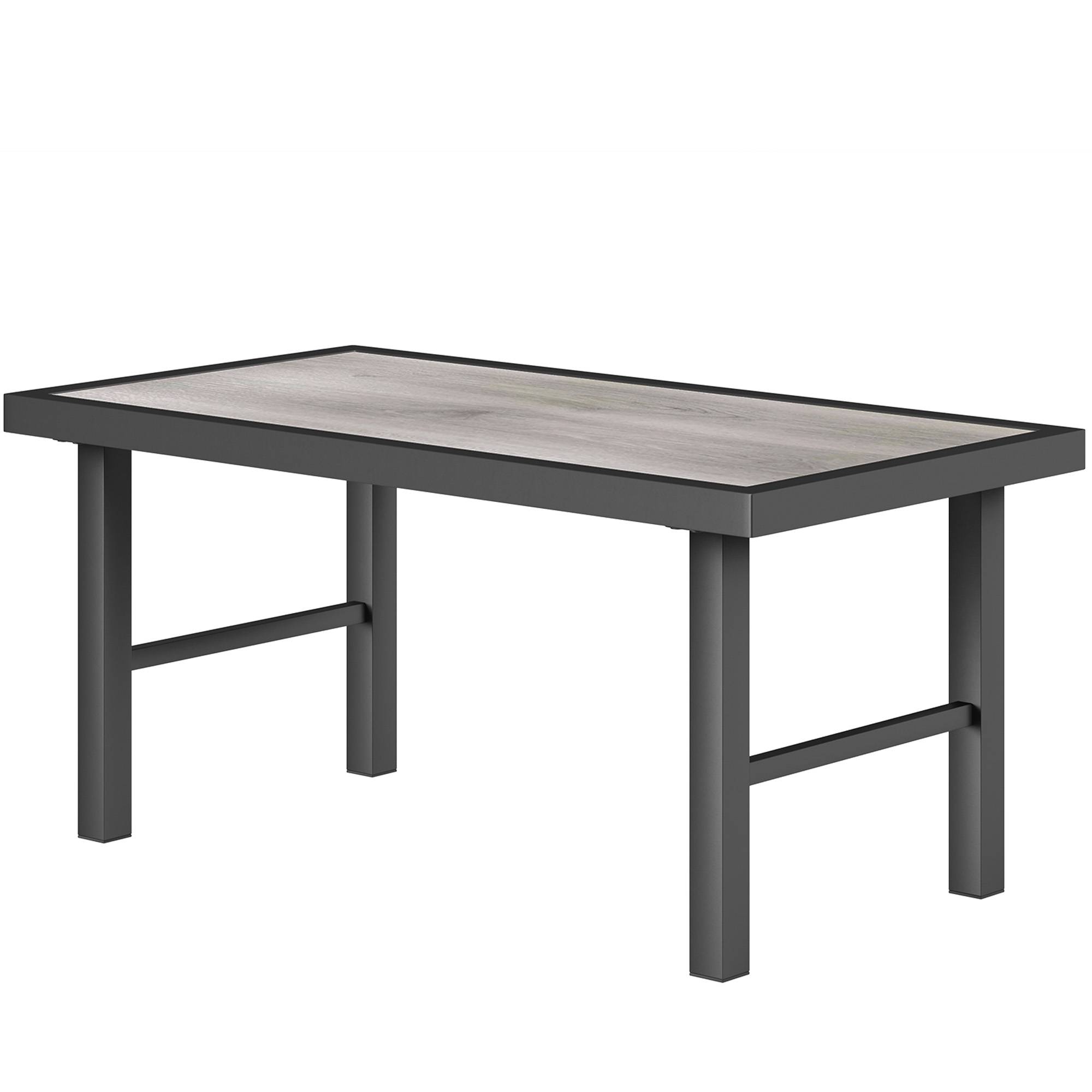 Table basse de jardin métal et SPC noir 100 x 52 x 46 cm - PANGIVO - Image 2