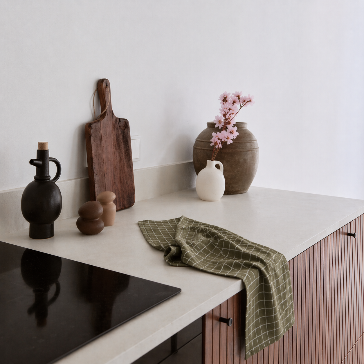 Home Maison - Torchon de cuisine en coton à motif carreaux - HOME MAISON - Coton - Kaki - Image 5