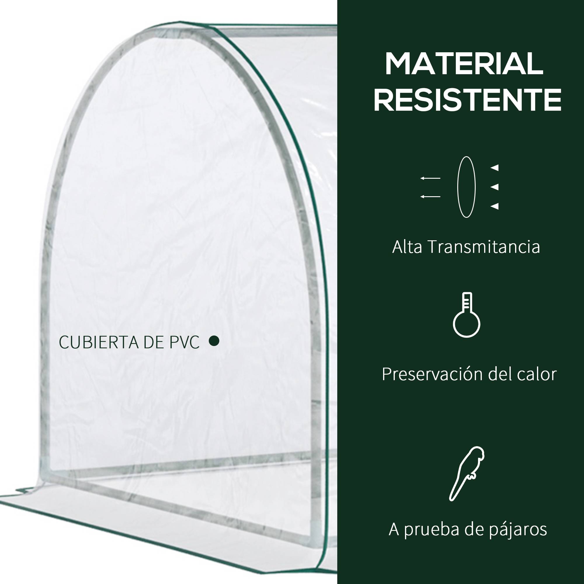 Mini Serre Tunnel de Forçage Acier et Housse PVC pour Carré Potager 2,5x1x0,8 m Transparent - ComfortXL Outdoor Living - Image 6