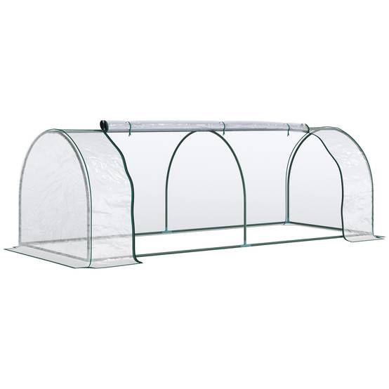 Mini Serre Tunnel de Forçage Acier et Housse PVC pour Carré Potager 2,5x1x0,8 m Transparent - ComfortXL Outdoor Living - Image 1