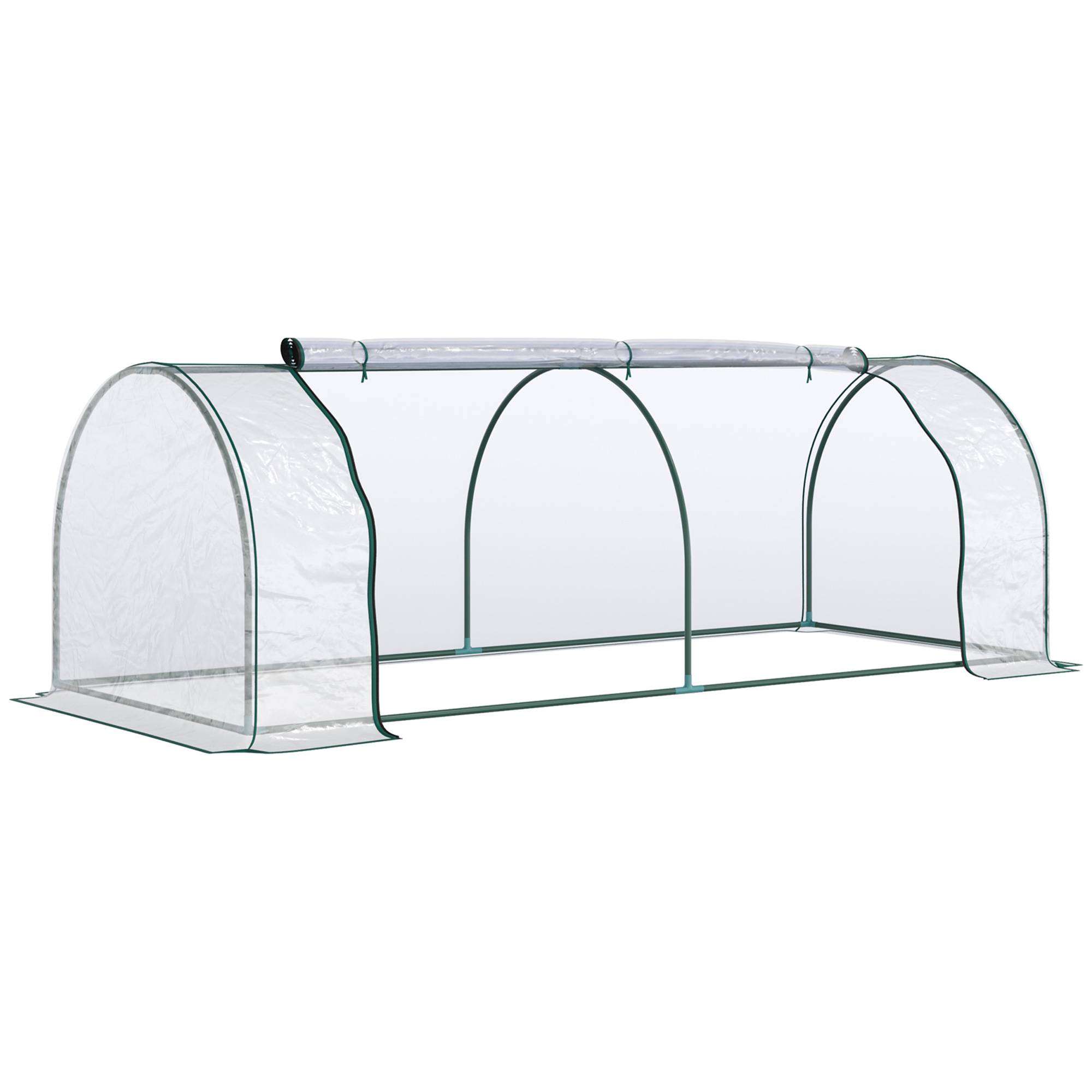 Mini Serre Tunnel de Forçage Acier et Housse PVC pour Carré Potager 2,5x1x0,8 m Transparent - ComfortXL Outdoor Living - Image 1