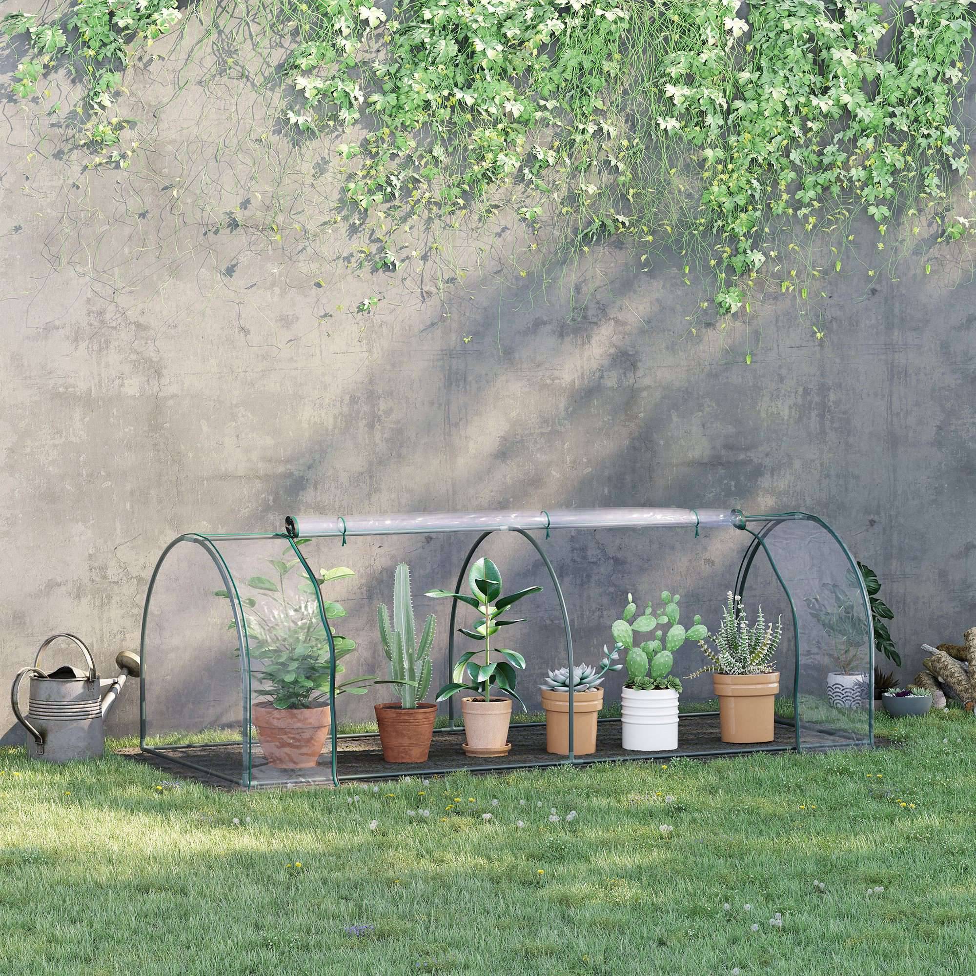 Mini Serre Tunnel de Forçage Acier et Housse PVC pour Carré Potager 2,5x1x0,8 m Transparent - ComfortXL Outdoor Living - Image 4