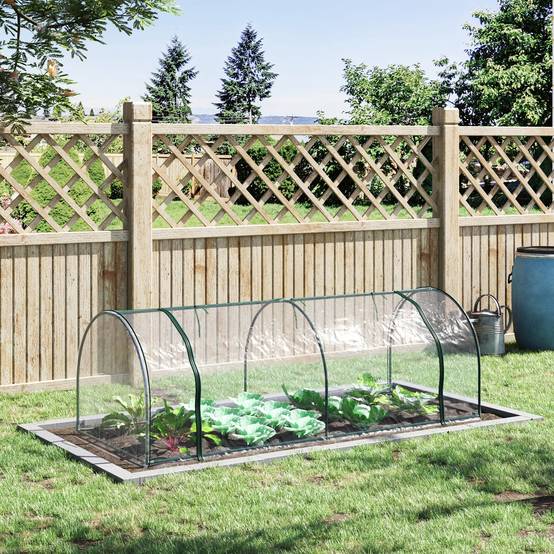 Mini Serre Tunnel de Forçage Acier et Housse PVC pour Carré Potager 2,5x1x0,8 m Transparent - ComfortXL Outdoor Living - Image 3