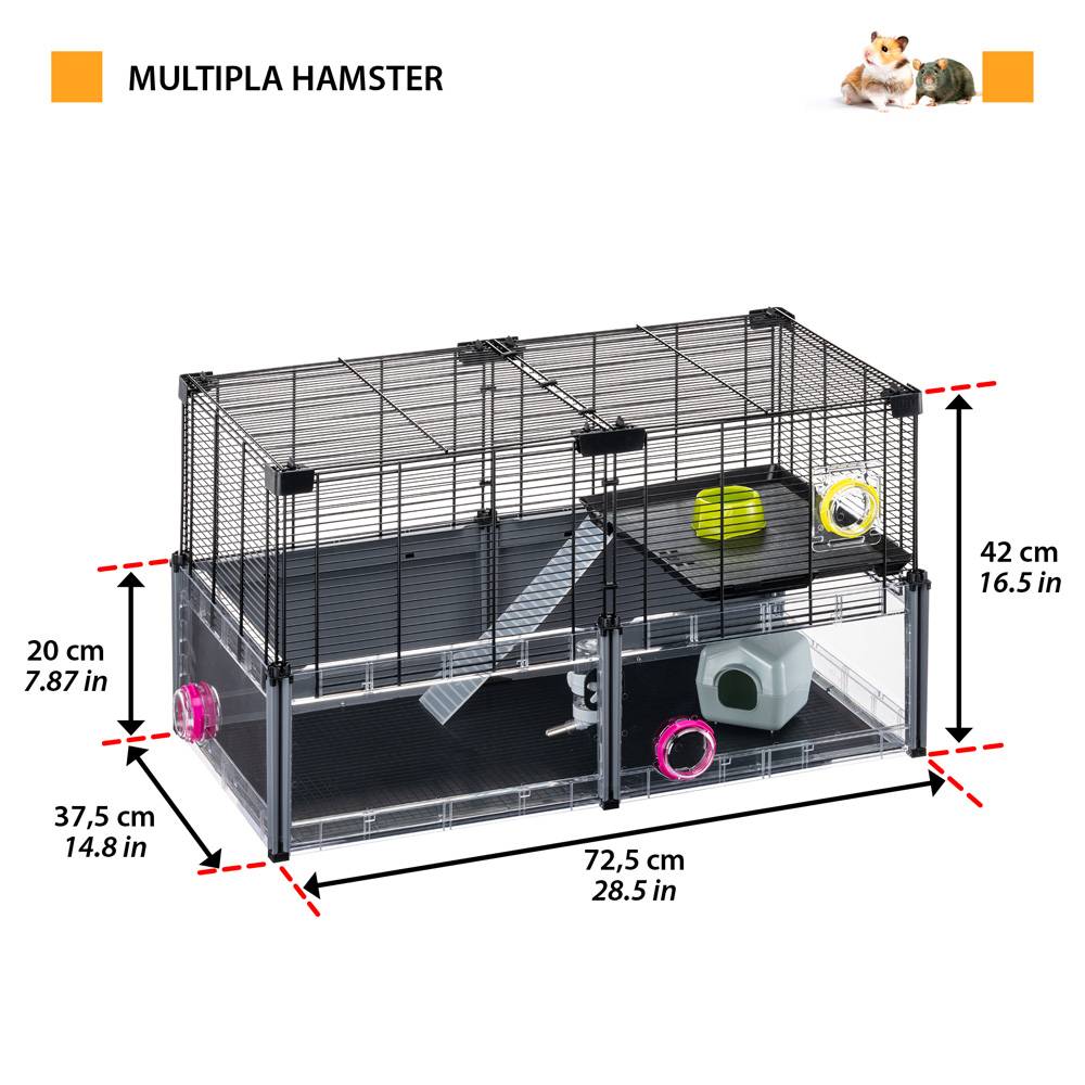 Ferplast - FERPLAST - Cage Hamster - Cage Souris - Cage Hamster Grande - Grillage Métallique - avec Accessoires - Modulaire - Multipla Hamster, 72,5 x 37,5 xh - Imagen 2