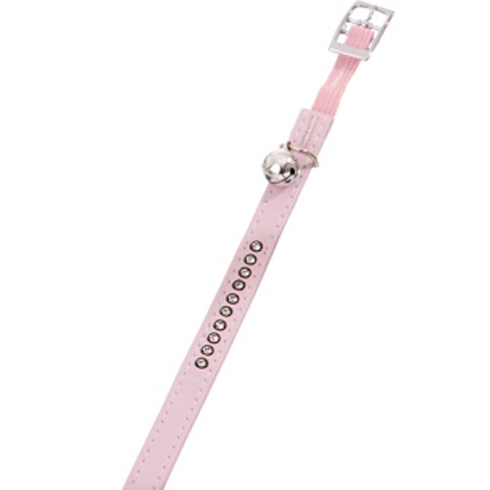 Collier 30 cm x 11 mm, rose clair avec strass et clochette pour chat - Image 1
