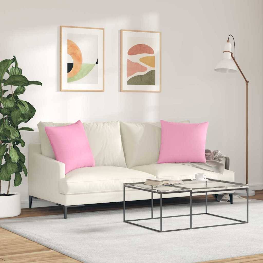 Set de 2 Coussins Décoratifs Tissu Doux Déhoussables pour Chambre et Salon Rose 50x50 cm – ComfortXL Outdoor Living - Image 4