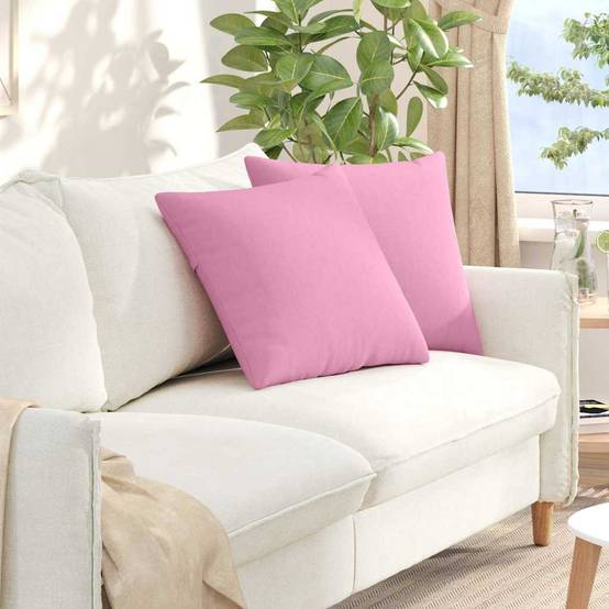 Set de 2 Coussins Décoratifs Tissu Doux Déhoussables pour Chambre et Salon Rose 50x50 cm – ComfortXL Outdoor Living - Image 1