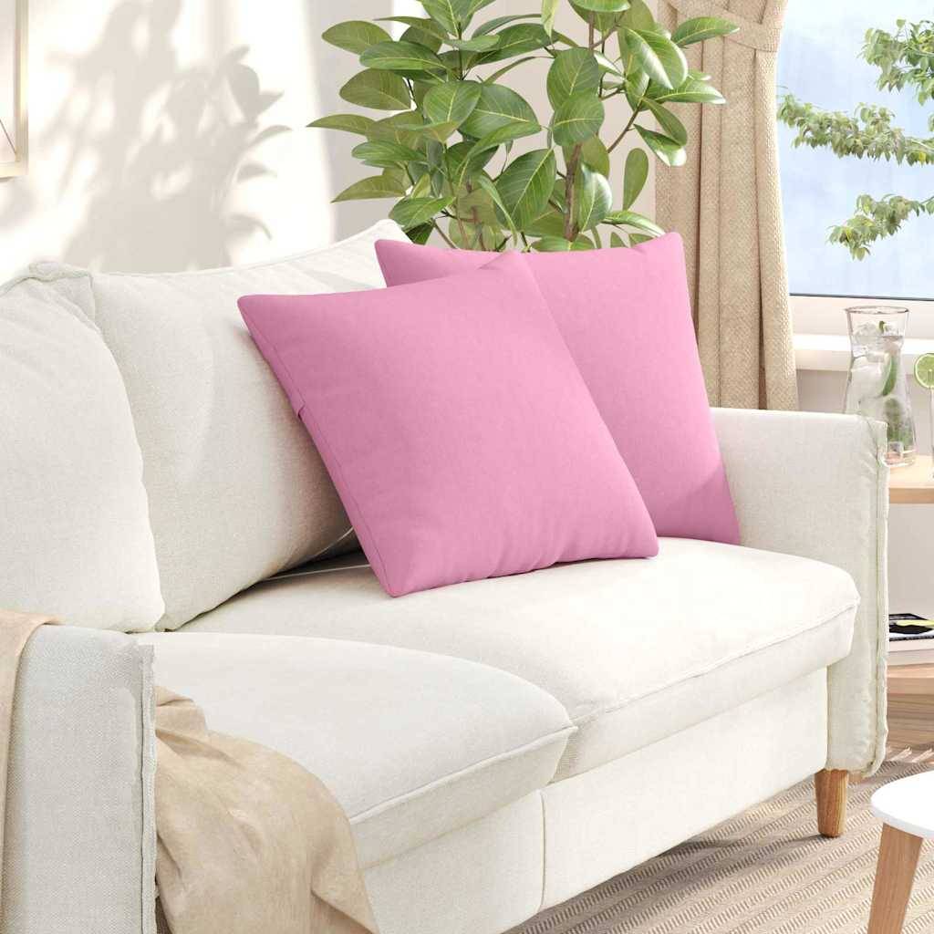 Set de 2 Coussins Décoratifs Tissu Doux Déhoussables pour Chambre et Salon Rose 50x50 cm – ComfortXL Outdoor Living - Image 1