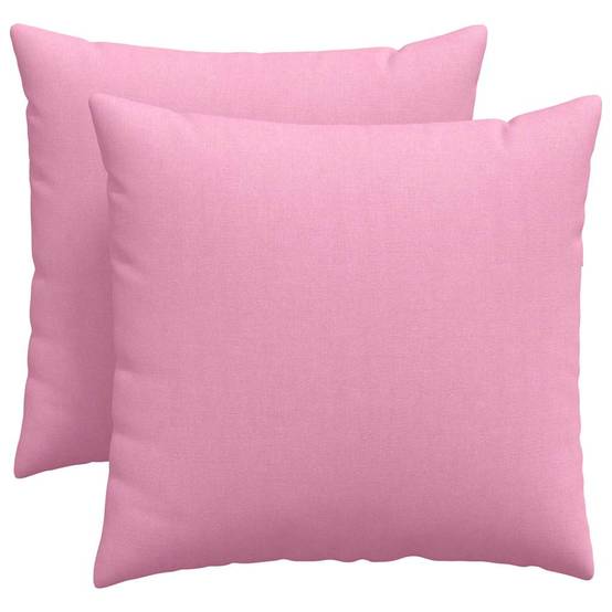 Set de 2 Coussins Décoratifs Tissu Doux Déhoussables pour Chambre et Salon Rose 50x50 cm – ComfortXL Outdoor Living - Image 2