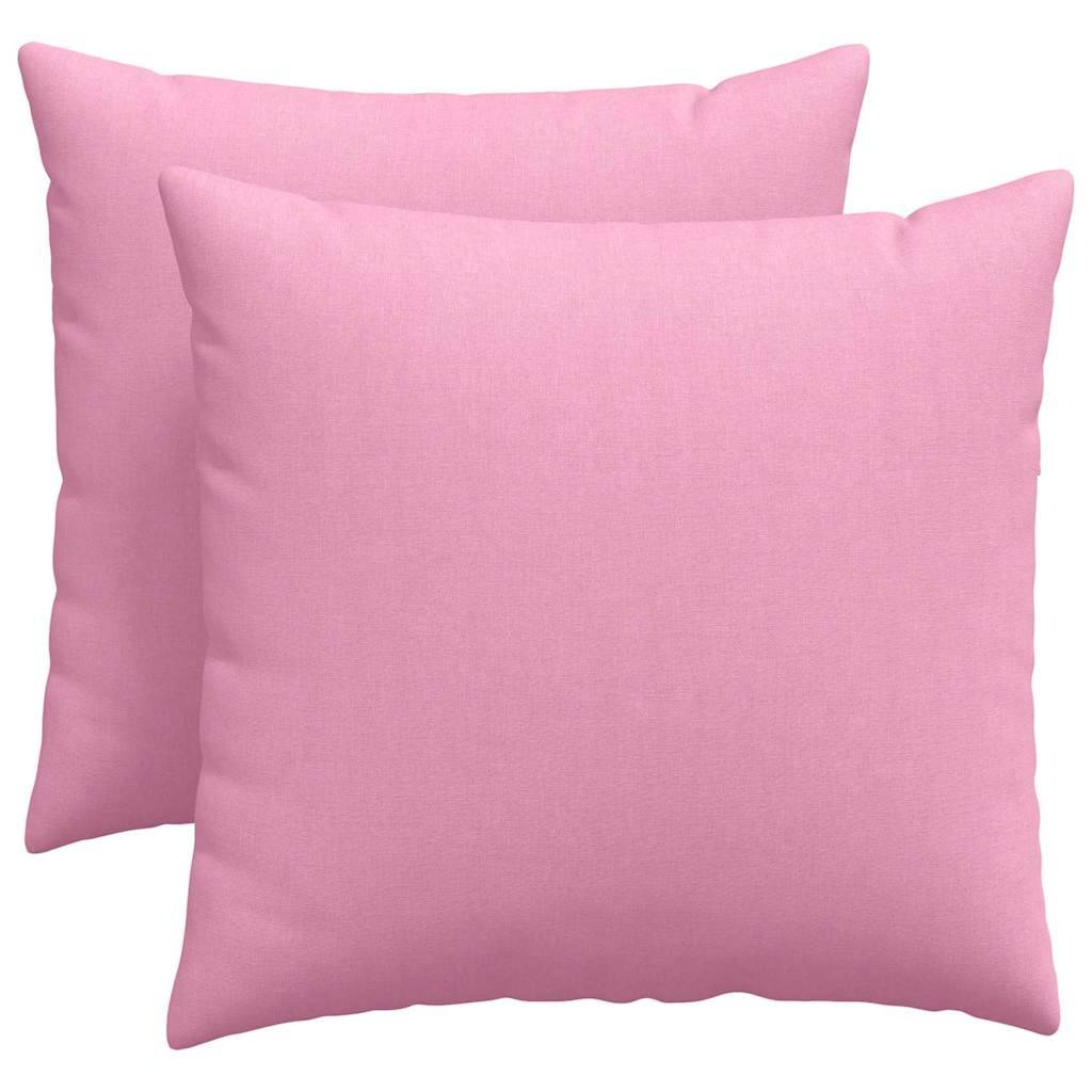 Set de 2 Coussins Décoratifs Tissu Doux Déhoussables pour Chambre et Salon Rose 50x50 cm – ComfortXL Outdoor Living - Image 2