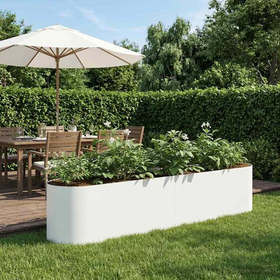 ComfortXL - Carré Potager Rectangulaire Acier Blanc pour Balcons et Patios 200x40cm - ComfortXL Outdoor Living - Image 1