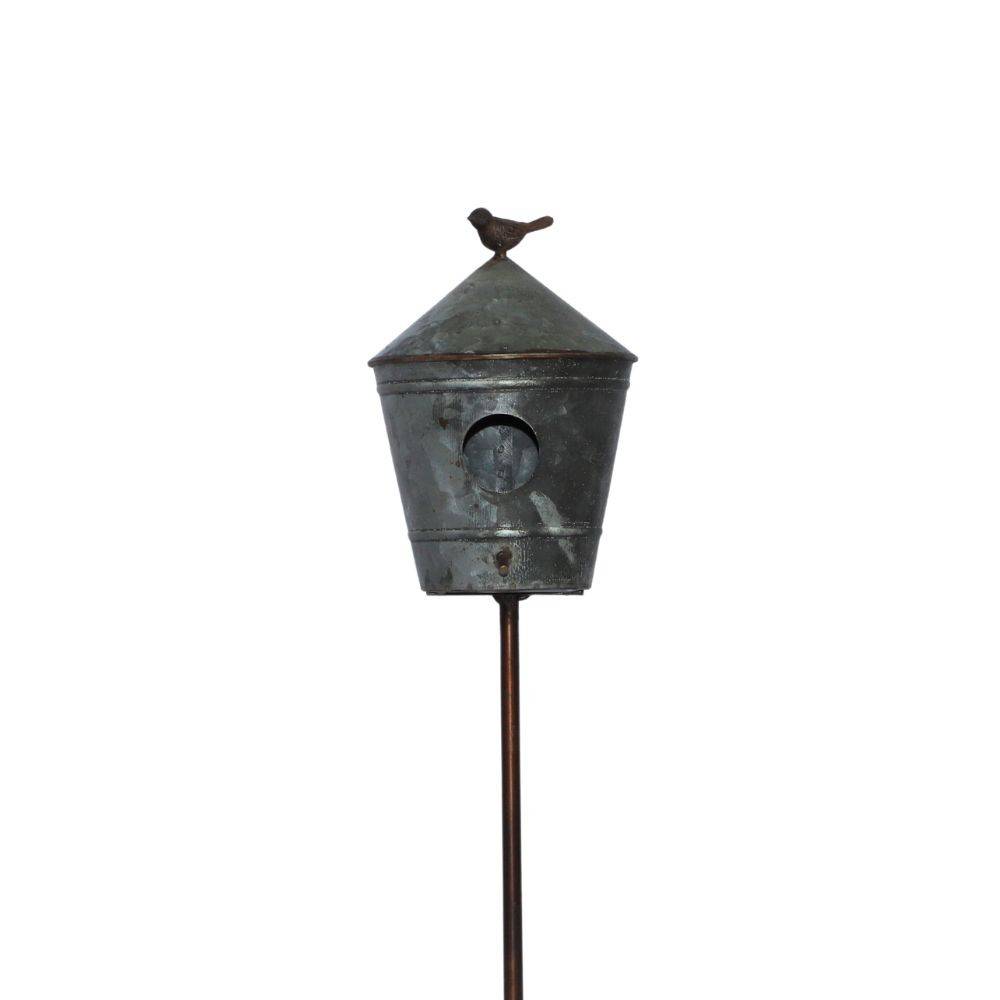 Chemin De Campagne - Nichoir cabane oiseaux mésanges rouge gorges métal gris 173cm Chemin de campagne