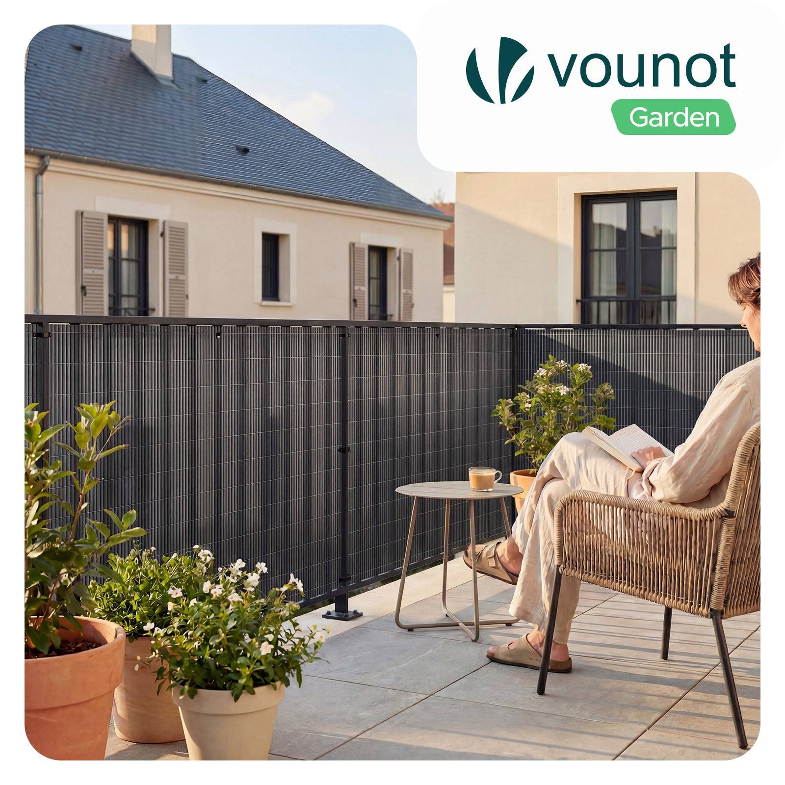 Vounot - Clôture en canisse PVC 100x500cm Anthracite - Image 7