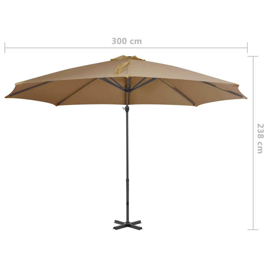 Helloshop26 - Parasol meuble de jardin en porte-à-faux avec poteau en aluminium 300 cm taupe - Imagen 7