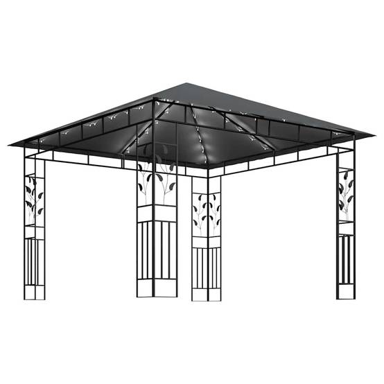 Tonnelle Aluminium Anthracite avec Moustiquaire et LED 3 x 3 x 2.73 m - PANGIVO - Image 4