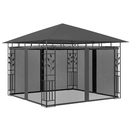 Tonnelle Aluminium Anthracite avec Moustiquaire et LED 3 x 3 x 2.73 m - PANGIVO - Image 3
