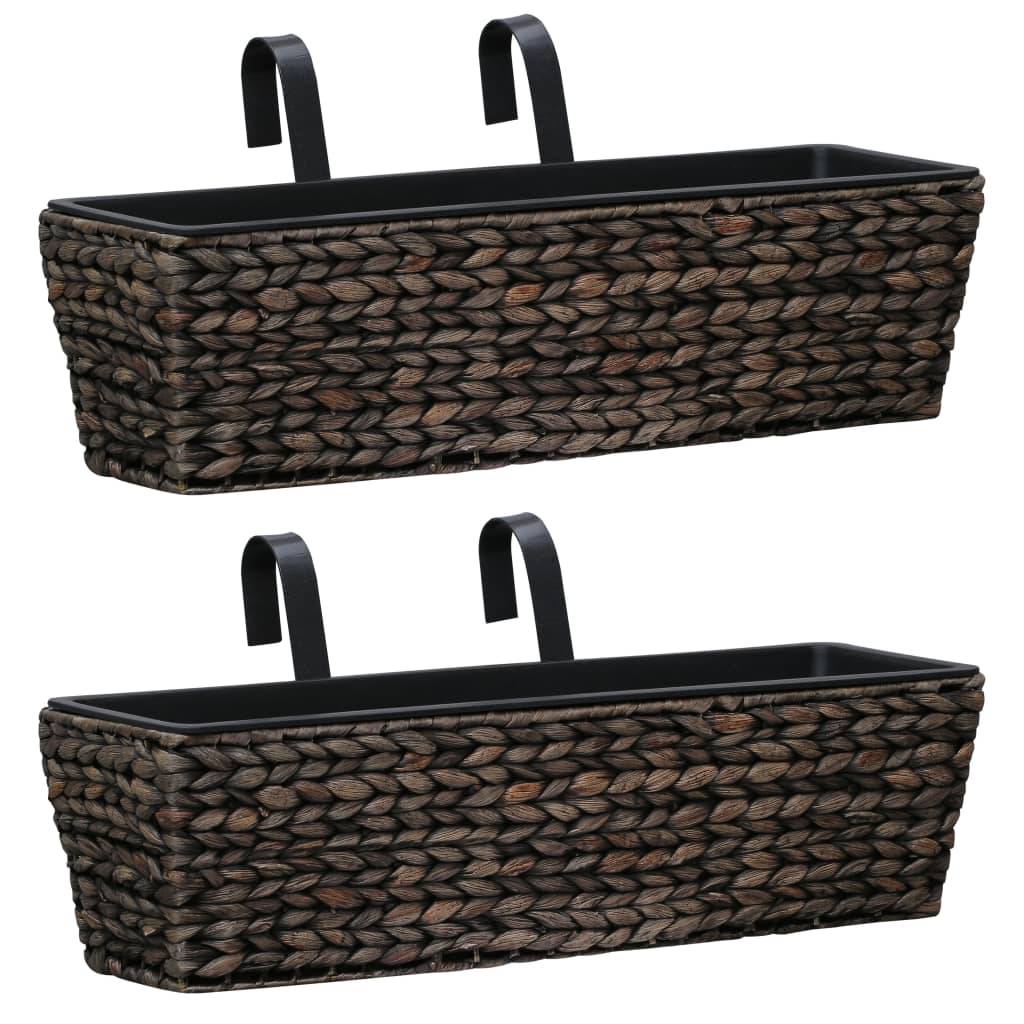 ComfortXL - Set de 2 Bacs à Fleurs Jacinthe d'Eau Tressée pour Balcon Intérieur Marron – ComfortXL Outdoor Living - Image 1