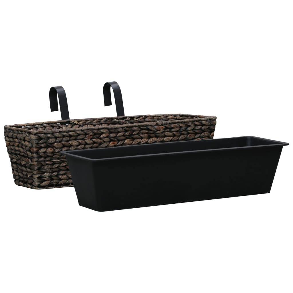 ComfortXL - Set de 2 Bacs à Fleurs Jacinthe d'Eau Tressée pour Balcon Intérieur Marron – ComfortXL Outdoor Living - Image 3