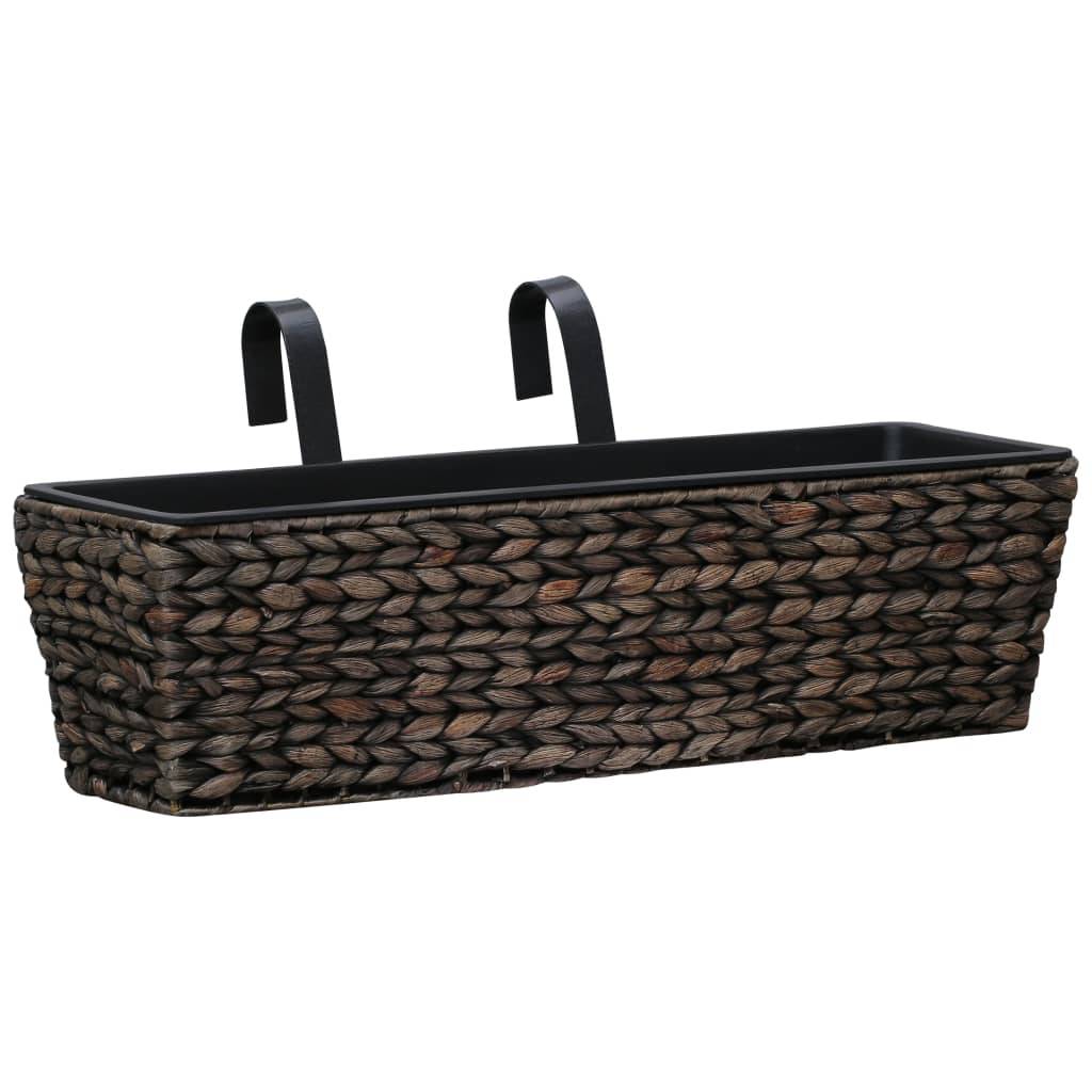 ComfortXL - Set de 2 Bacs à Fleurs Jacinthe d'Eau Tressée pour Balcon Intérieur Marron – ComfortXL Outdoor Living - Image 2