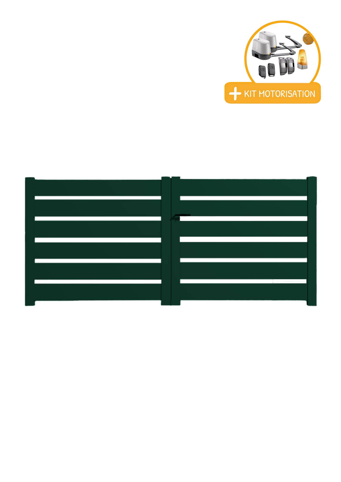 Portail Packit - Portail alu battant SAH en kit +MOT dim. L.3000 (entre piliers) X H.1500 mmMOT LOCKYVIA (à bras)  Vert (RAL 6005) - Imagen 2