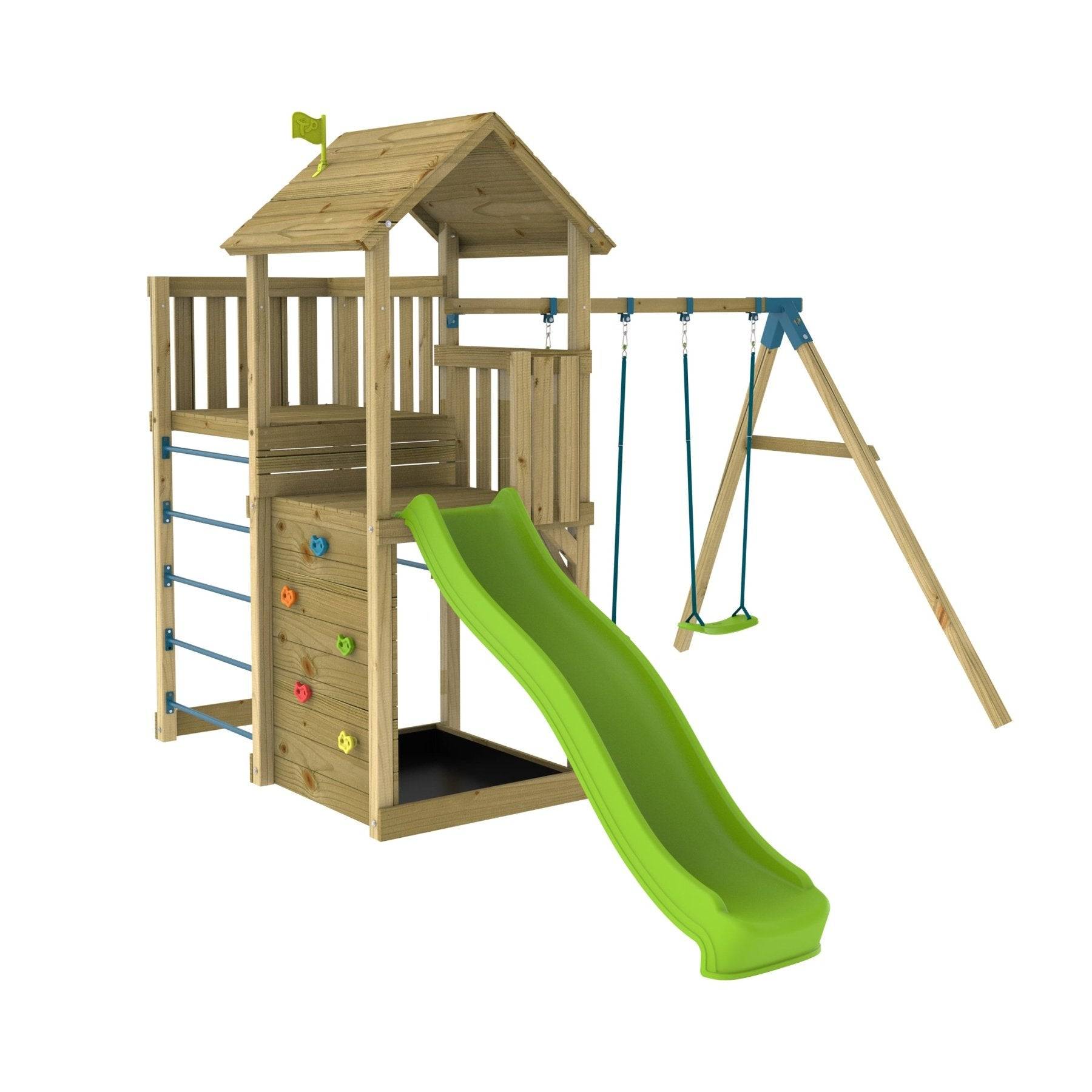 Tp Toys - AIre de jeux 2 balançoires et toboggan - bois FSC® - H270 cm - SARRIETTE SKYWOOD - Imagen 2