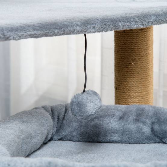 Arbre à chat design peluche jute chaton griffoir niche 48x48x84cm gris - ComfortXL Outdoor Living - Image 10