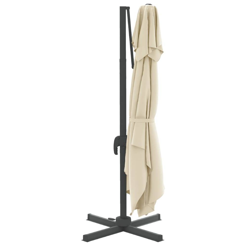 Helloshop26 - Parasol meuble de jardin cantilever à double toit 300 x 300 cm blanc sable - Imagen 4