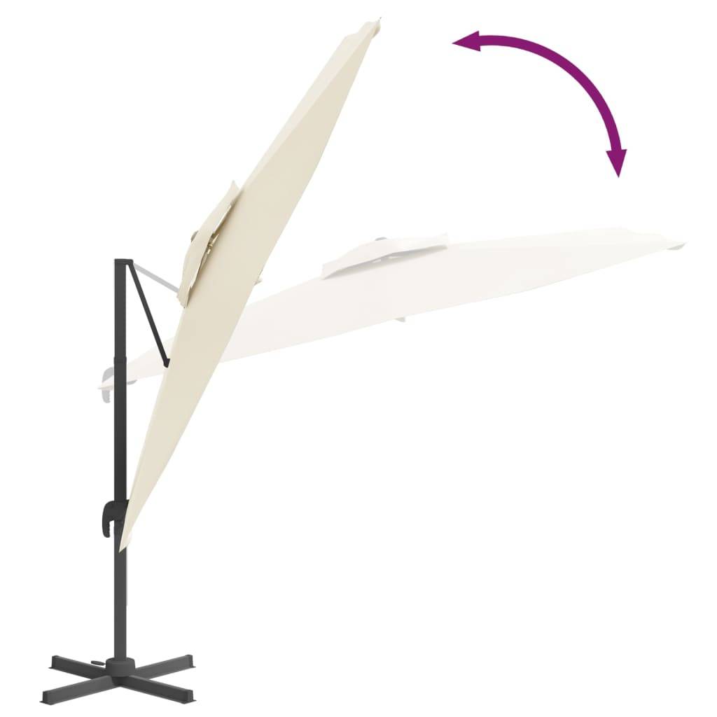Helloshop26 - Parasol meuble de jardin cantilever à double toit 300 x 300 cm blanc sable - Imagen 6