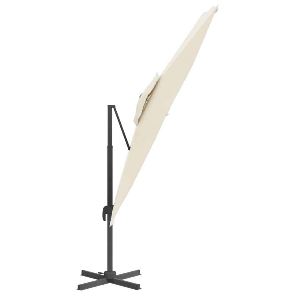 Helloshop26 - Parasol meuble de jardin cantilever à double toit 300 x 300 cm blanc sable - Imagen 3