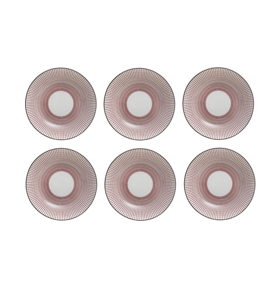Set de 6 assiettes creuses Lunis - D 20,5 cm - Rouge - Image 1